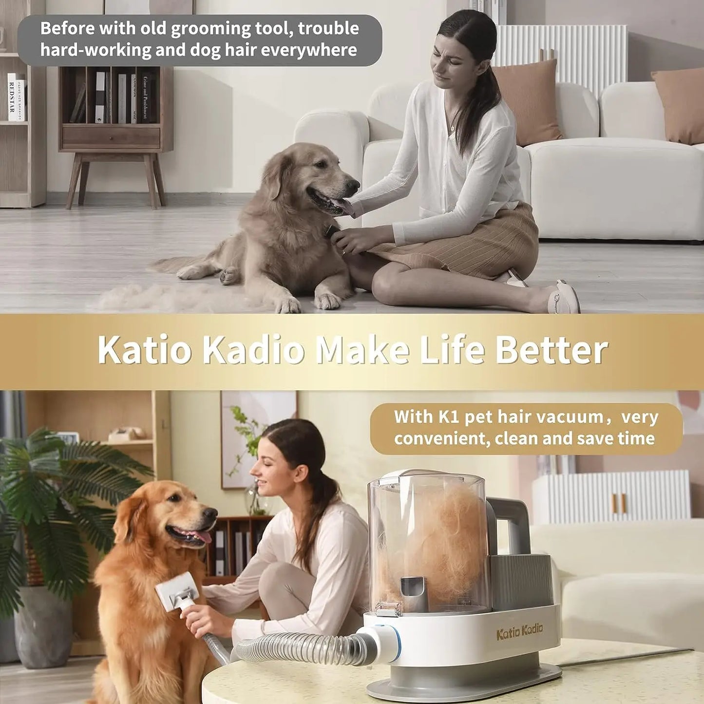 Pet Grooming Kit,5In1 Dog Grooming Kit with 2 Suction Mode,Low Noise Dog Hair Remover,Dog Vacuums for Hair Cleaning for Shedding